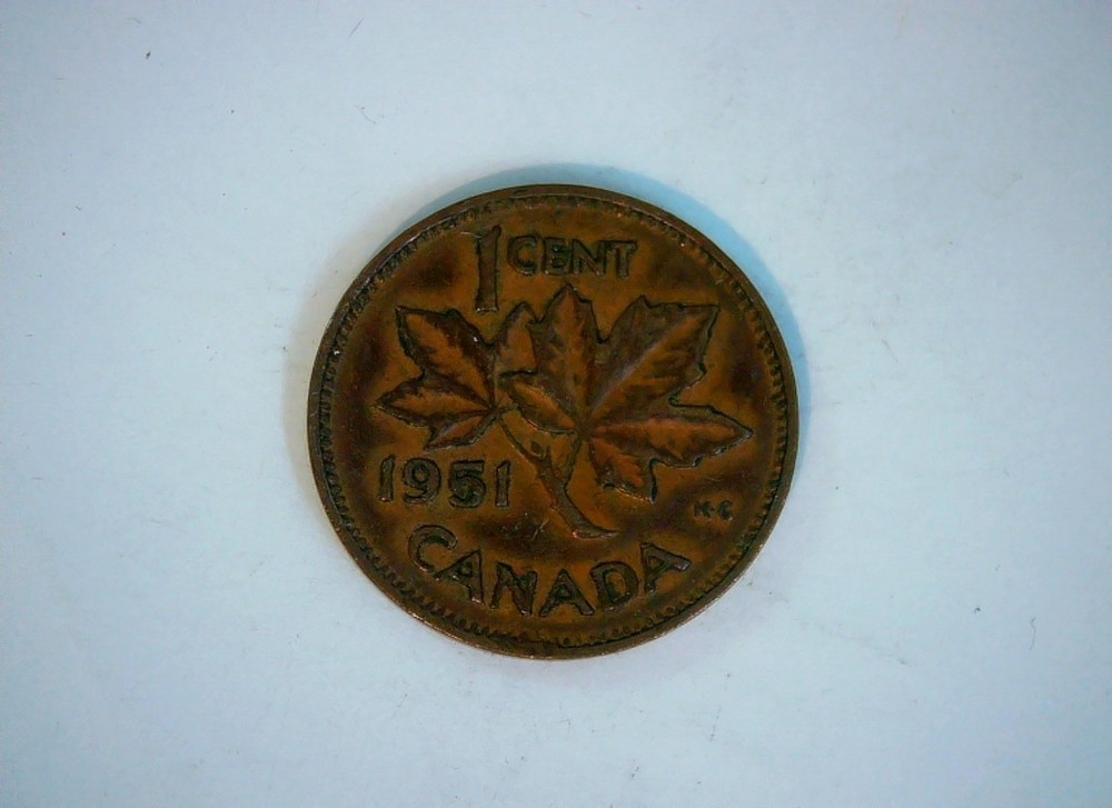 Canada 1951 1 Cent George VI Maple Leaf Cent Coin