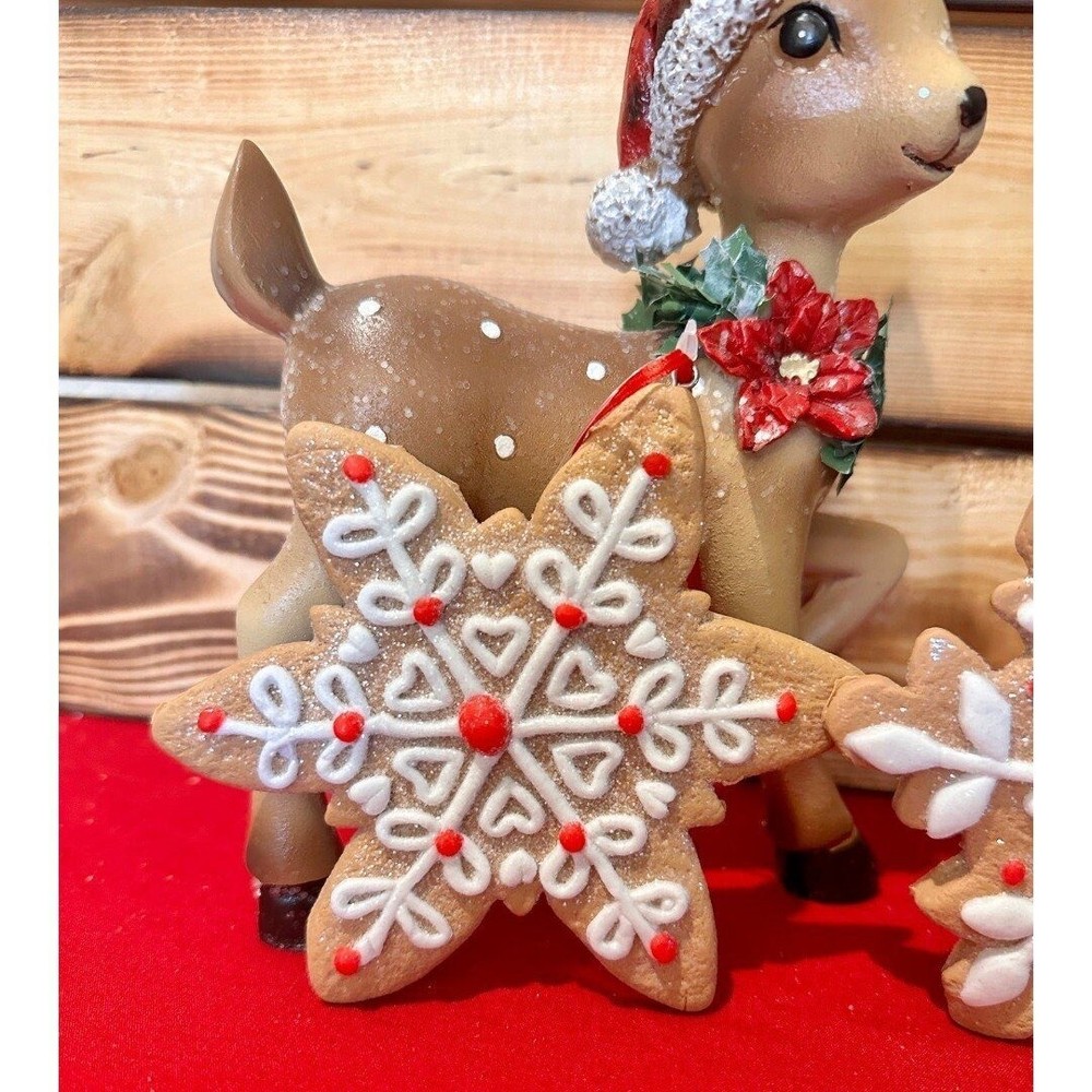 NEW 3 Gingerbread Ornaments Snowflake Christmas Holiday Bundle Set