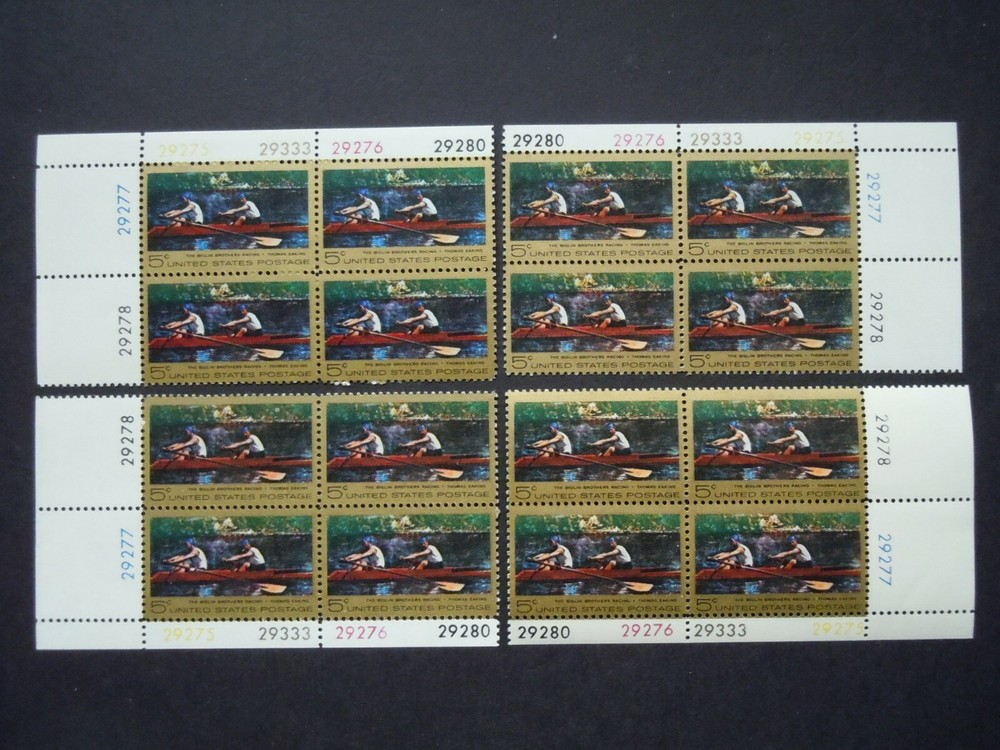 #1335 5c Thomas Eakins Plate Block  Matched Set  MNH OG VF
