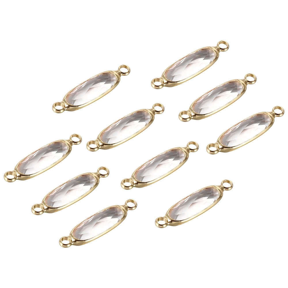 Birthstone Connector Link, 10Pcs Diamond Links, Round, White