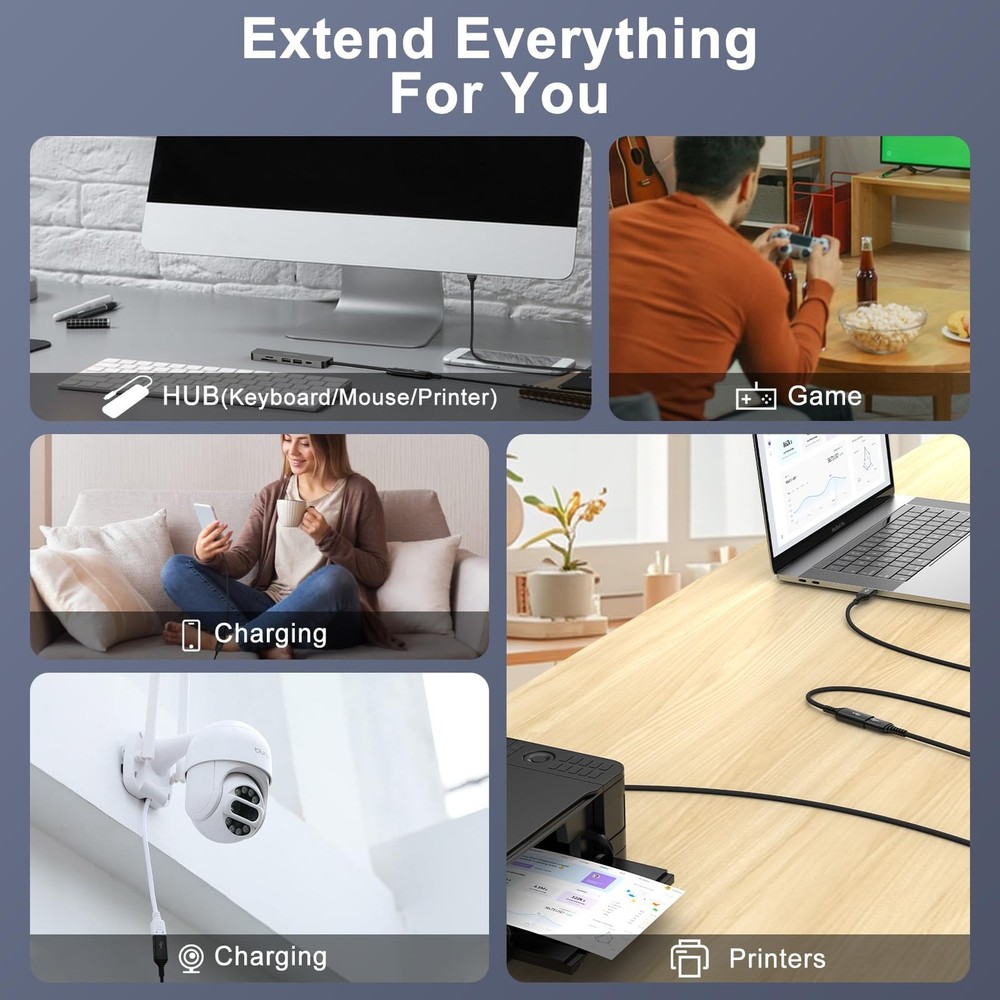 USB Extension Cable 6FT, 2 Pack USB Extender High Speed USB3.0 Extension Cord...