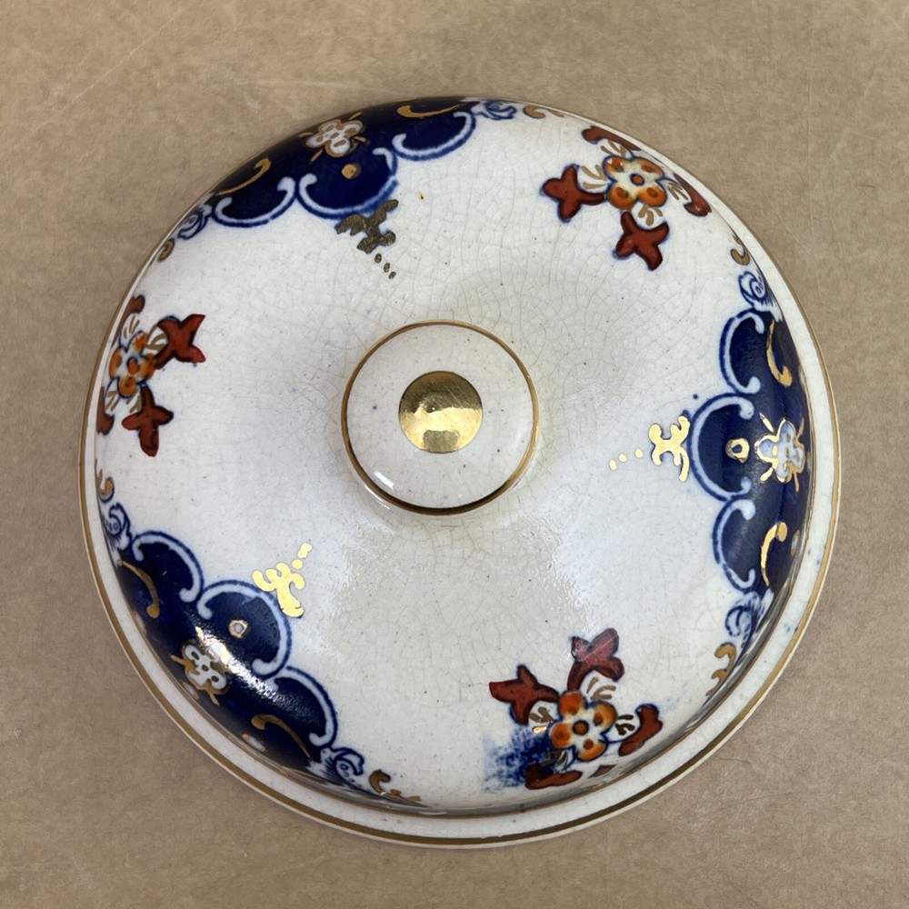 Antique French Ceramic Transfer Printed Lidded Pot