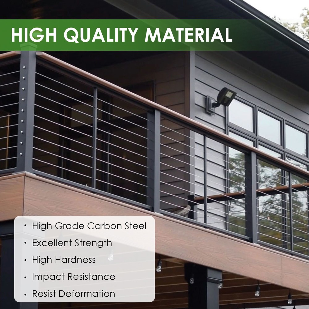 42" Cable Railing Post, Adjustable Top Level Drilled Railing Line Handrail Post