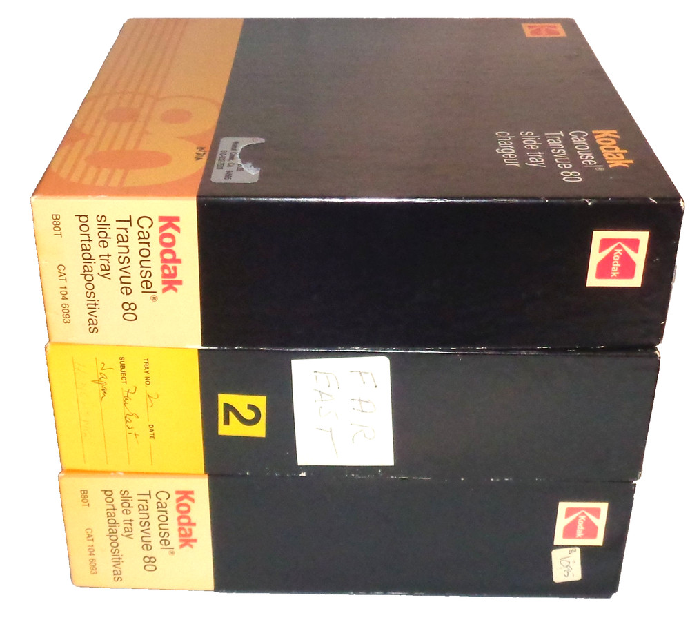 3 - KODAK CAROUSEL TRANSVUE 80 SLIDE TRAYS (S3)