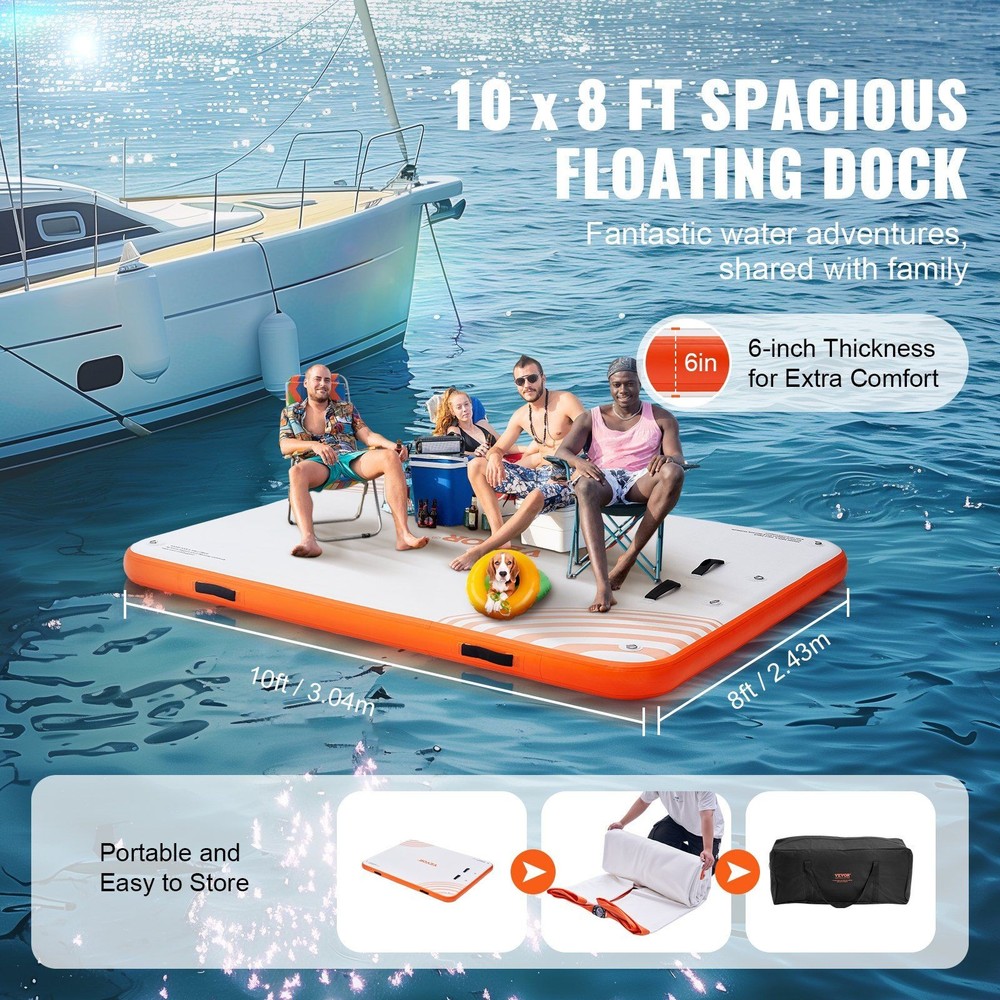 Inflatable Floating Dock 10x8ft PVC Non-Slip Platform