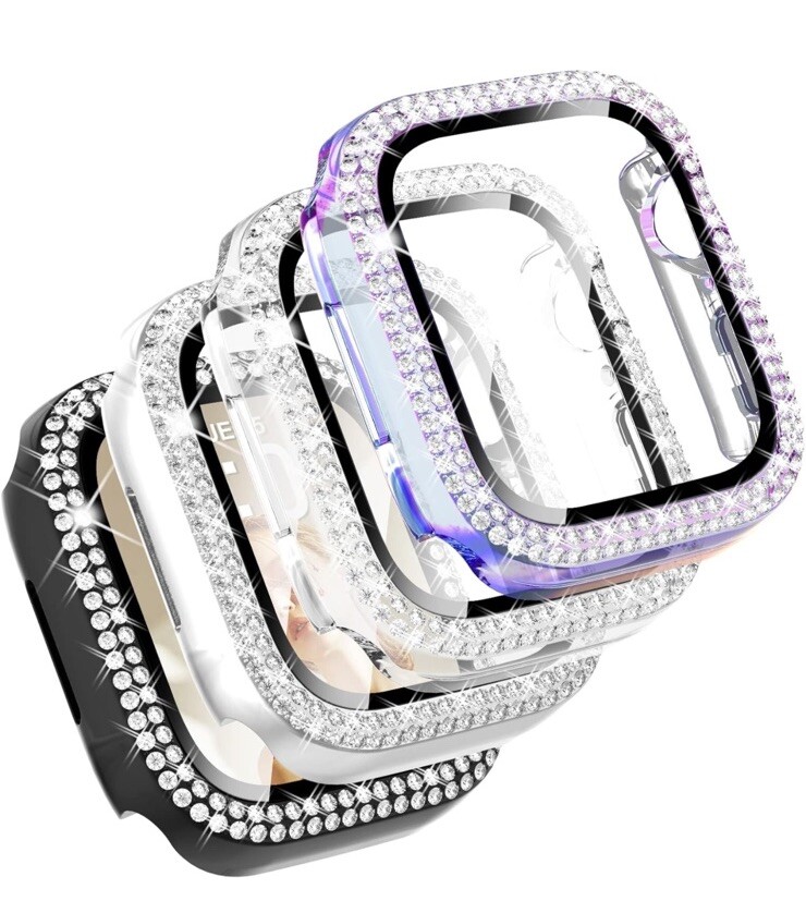 Chanchy 4-pack Compatible 45mm Apple Watch Black/Clear/Rainbow/Bling Case