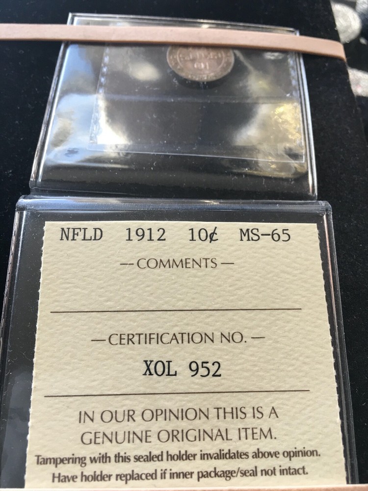 1912 ICCS Graded Newfoundland ¢10 Ten Cent, **MS-65**