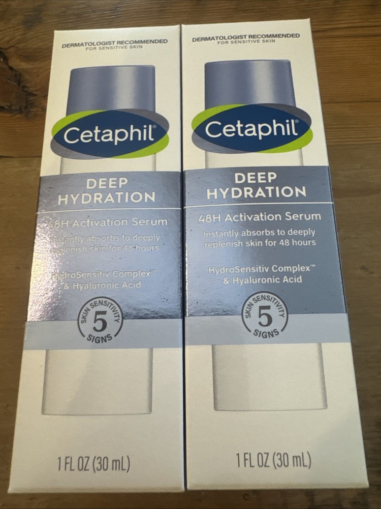 2 Cetaphil Deep Hydration, 48H Activation Serum, For Sensitive Skin, 1oz