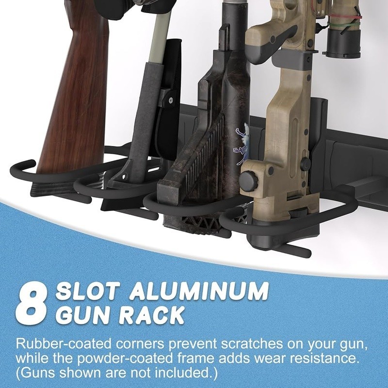 Wall Mounted Gun Rack Durable Adjustable Space Saving Gun Storage Organizer New