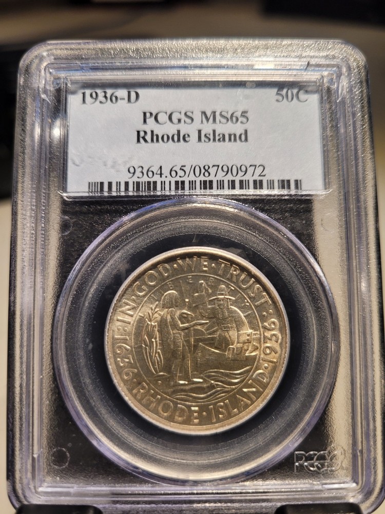 1936-D Rhode Island Commemorative Half Dollar PCGS MS65