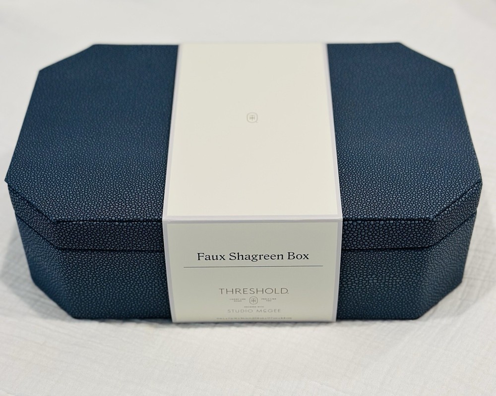 Large FAUX SHAGREEN BOX Blue STUDIO MCGEE Threshold Target HOME DECOR Storage