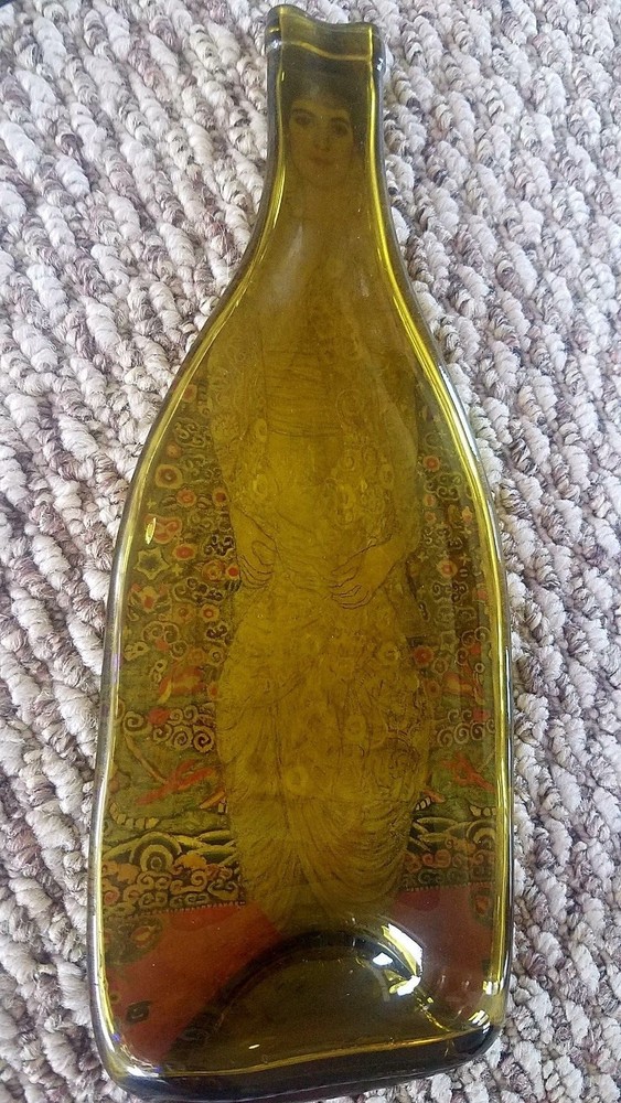 Melted Wine Bottle WITH STAND Dish,spoon, cheese serving tray, unique decor gift