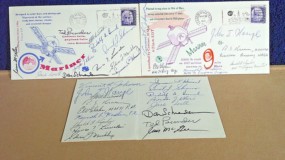 NASA MARINER MARS PROJECT 1971 TWO SIGNED FDC MARINER 8, 9 AND SIGNED ENVELOPE