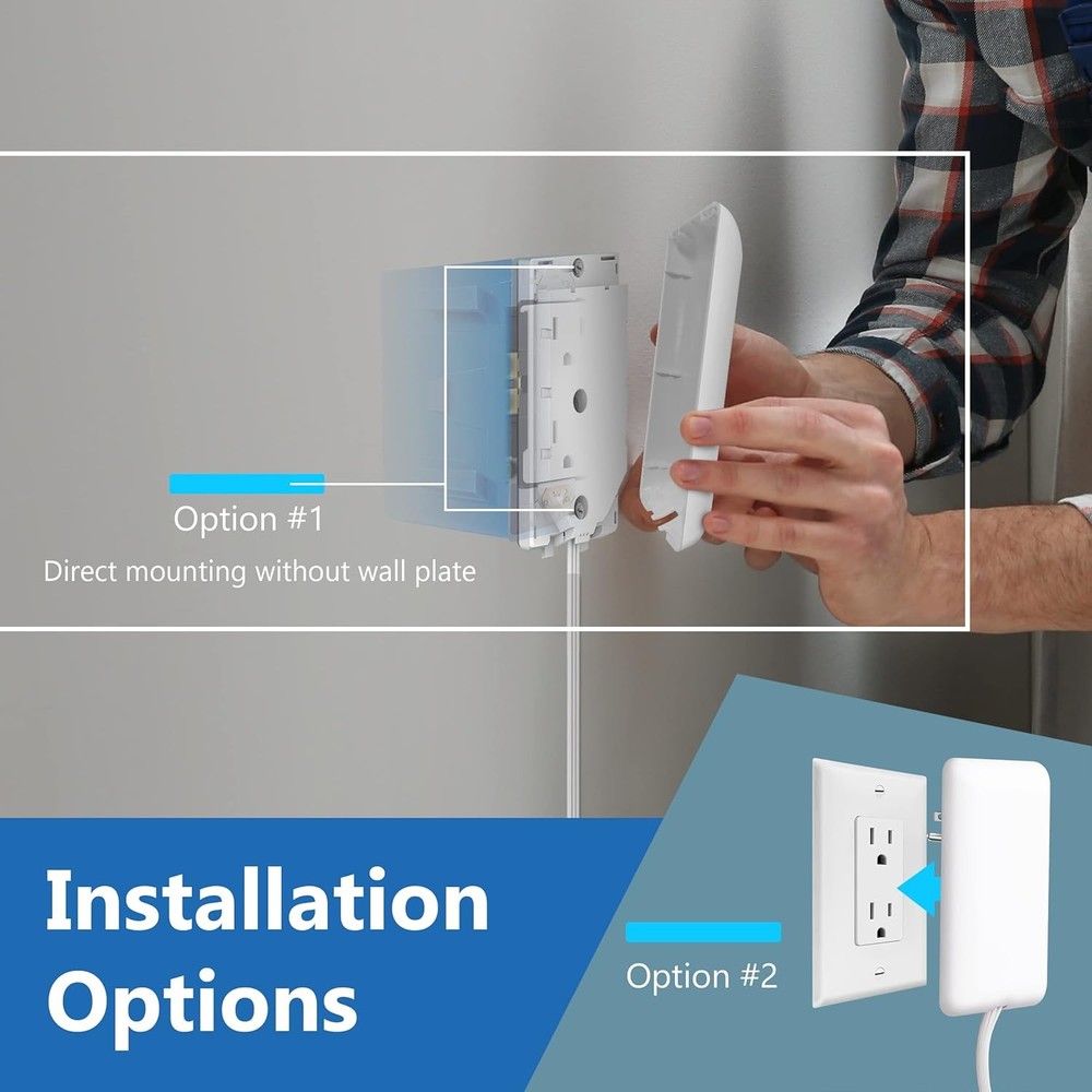 LIDER Flat-Face Outlet Extender with 3 Receptacles, 3 ft-2 Pack, White