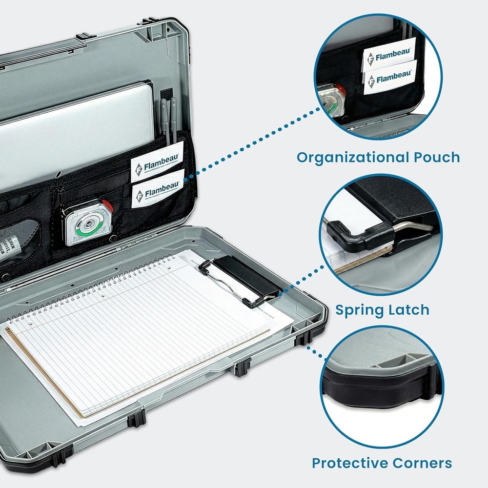 Ergonomic Document Clipboard with Internal Organizational Pouch for Easy Carry