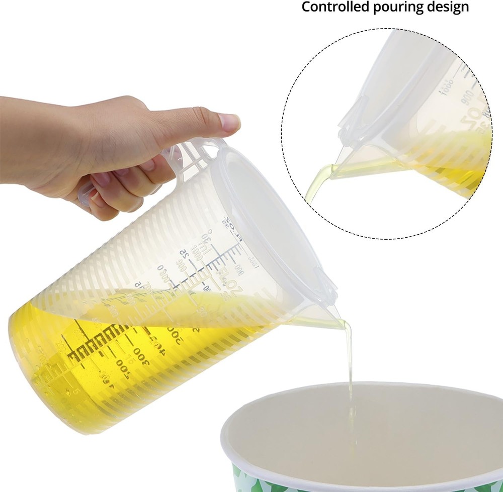 QWORK 2 Pack 32oz (1 Quart) Measuring Pitcher - Plastic, 32 ounces, Clear
