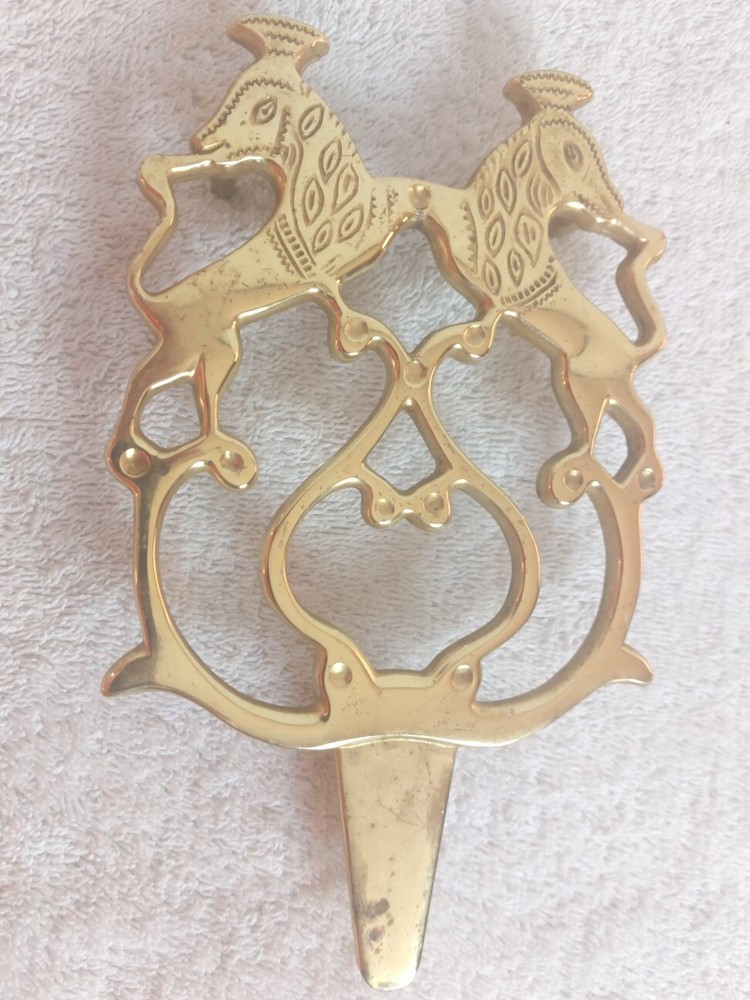 2 Brass Lion Shaped Trivets - Footed - Vintage