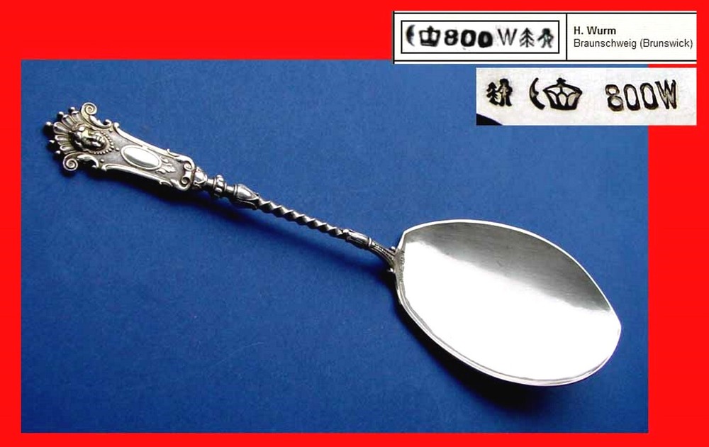 Antique Large Solid Pie Server, H. Wurm, 800 Silver B552