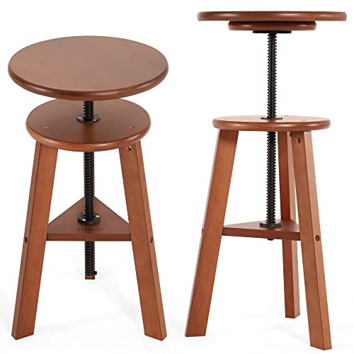 Adjustable Drafting Stool for Artists & Adults, 19"-26" Height Solid Walnut