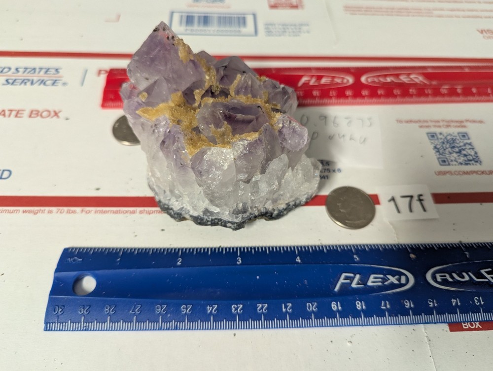 Amethyst crystal cluster gemstone  0.96875 pound LBS lb