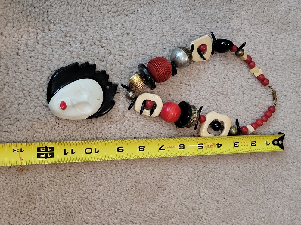 VINTAGE HANDMADE MIXED MEDIA NECKLACE UNIQUE