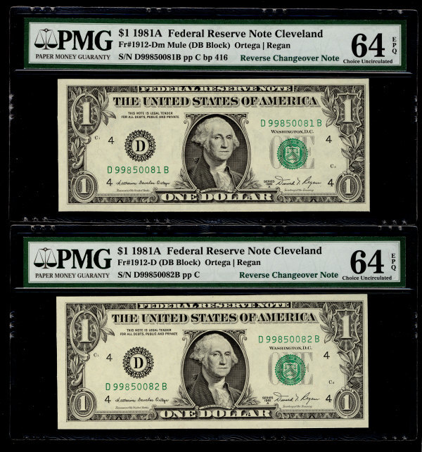 MALACK $1.00 1981A 64 EPQ Reverse Changeover note. C..MORE.. pm0001