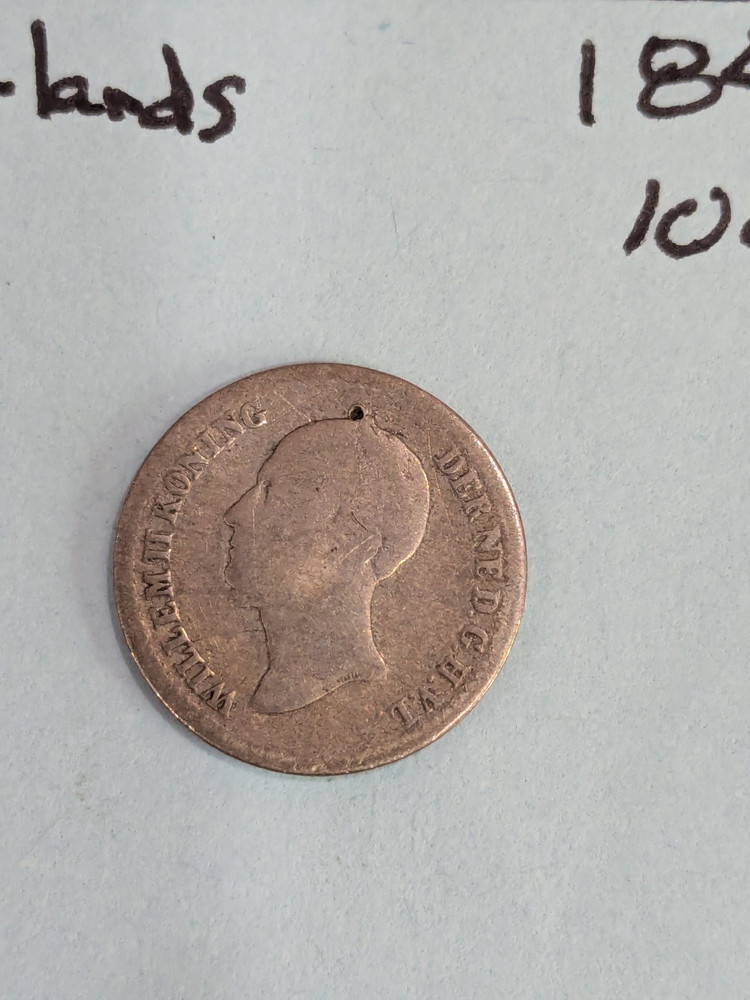 1849 Netherlands 10 Cent Coin KM 75 SILVER