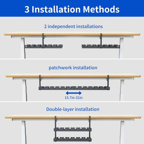 31Inch Extendable Under Desk Cable Management Tray Multi-Model Metal Black