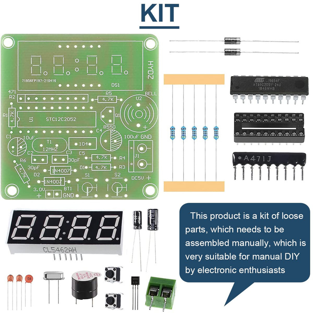 4 Bits Digital Electronic Clock DIY Kit PCB Soldering Practice for Curriculum