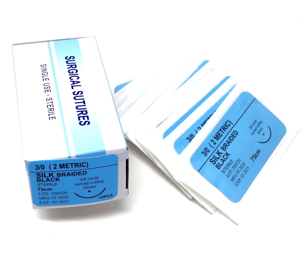 48/pack 3/0 Training Sutures Silk Nylon Polyester Polypropylene Braided sterile