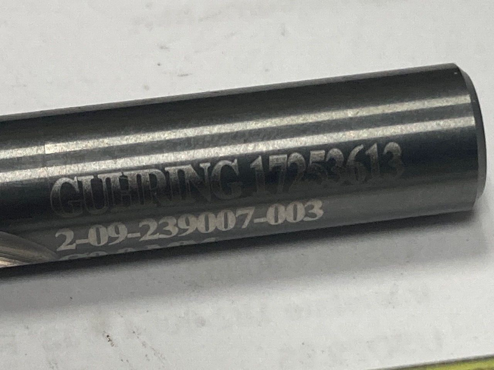 Guhring 17253613, Solid Carbide, Straight Flute Drill 9mm, 85mm OAL