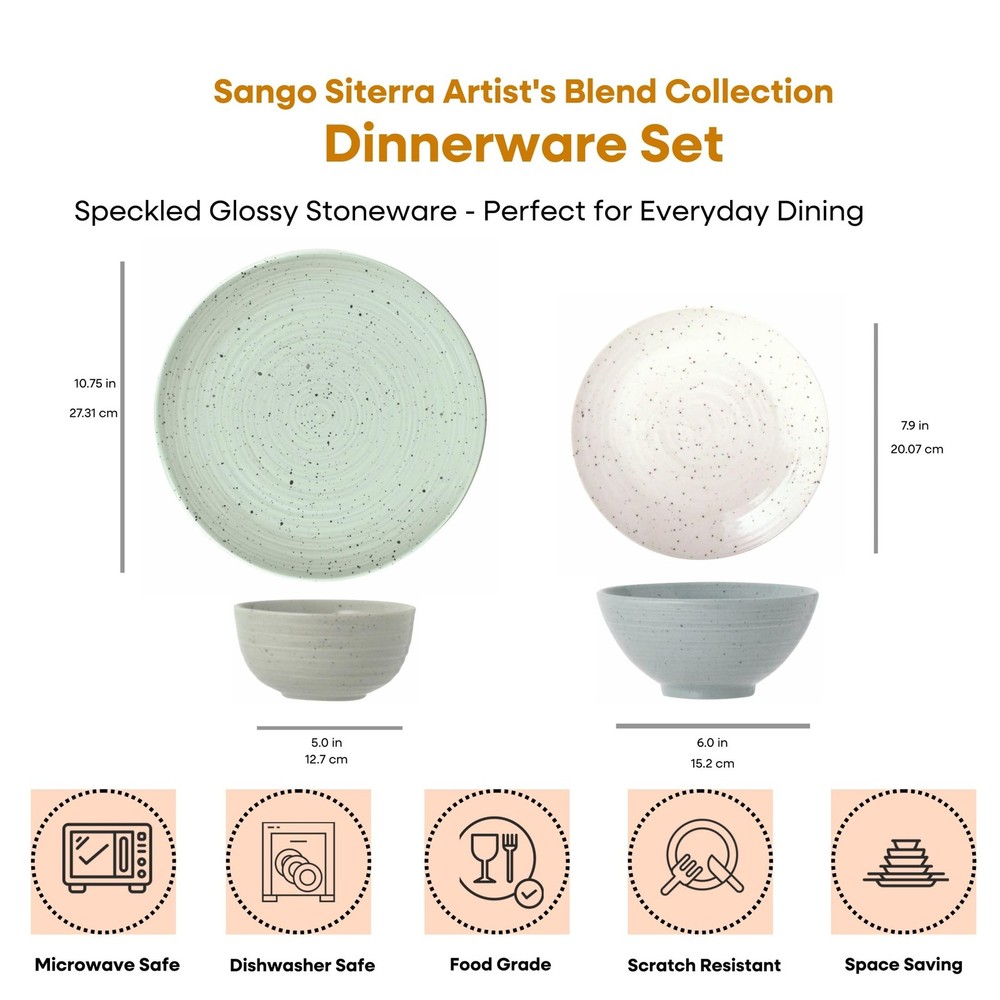 Sango Siterra Artist's Blend 16-Piece Stoneware Dinnerware Set Kitchen