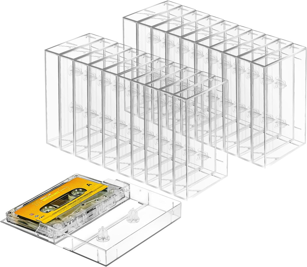 100-Pack Audio Cassette Storage Cases - Clear Plastic Cassette Tape Cases