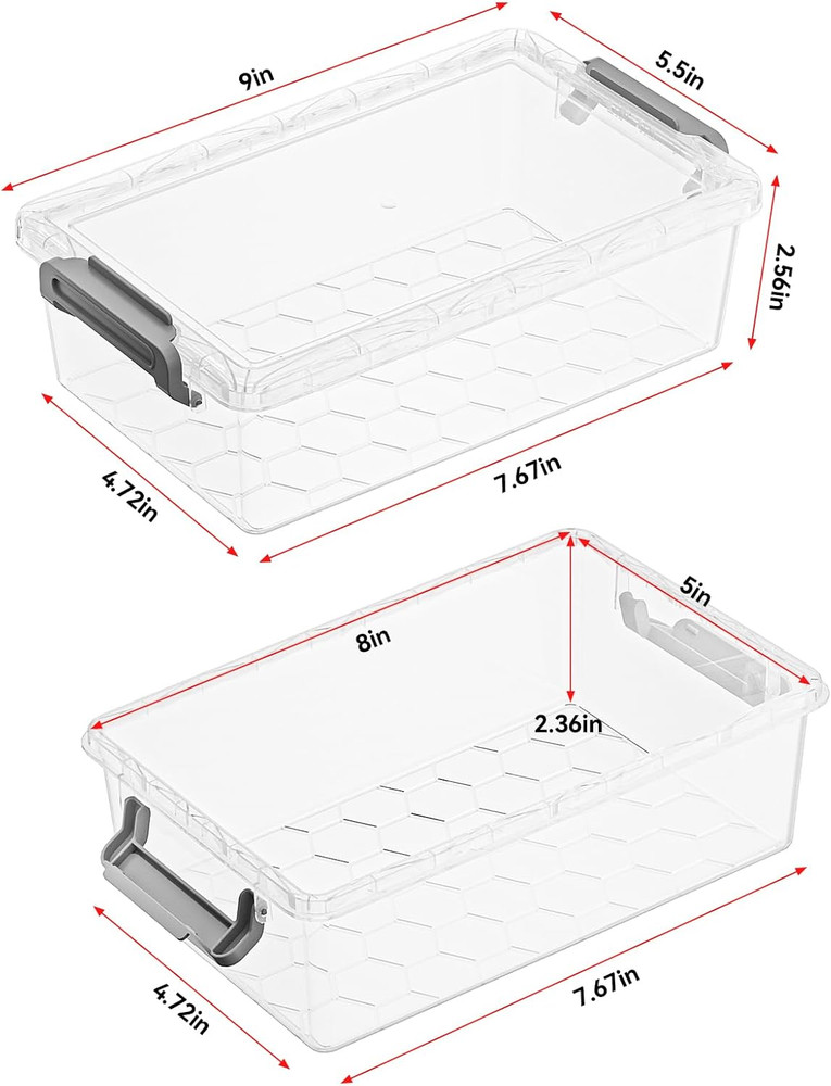 4 Pack Extra Large Pencil Box, Plastic Pencil Case Organizer, Clear Crayon Box M