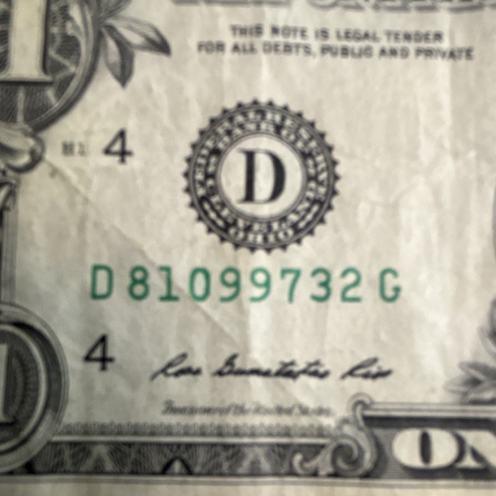 US $1 Ink Contamination Error on serial number