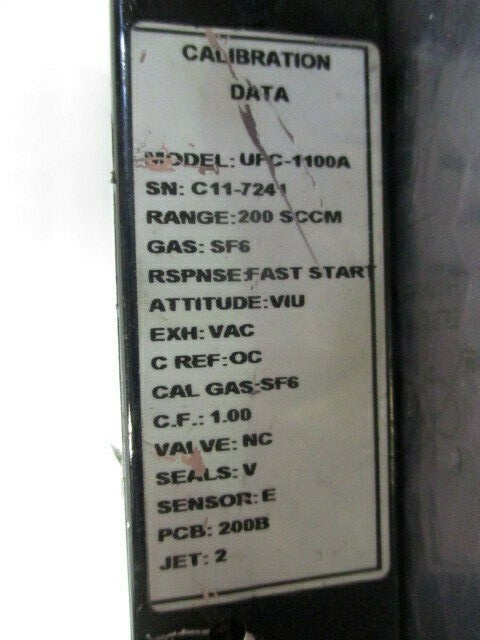 UNIT UFC-1110A Mass Flow Controller, MFC, SF6, 200 SCCM, 421124