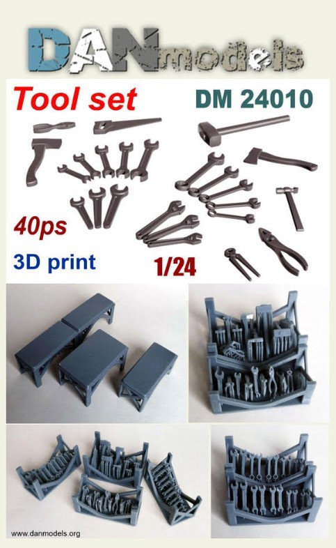 Dan Models 24010 1:24 Tool set 40 ps 3D Print Accessories model kit