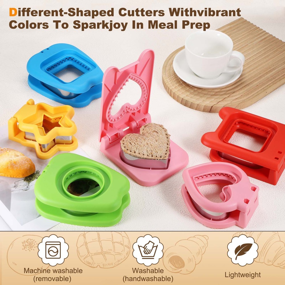 2 Pack Crustless Sandwich Cutter, Round/Square Apple(Light Blue/Green)