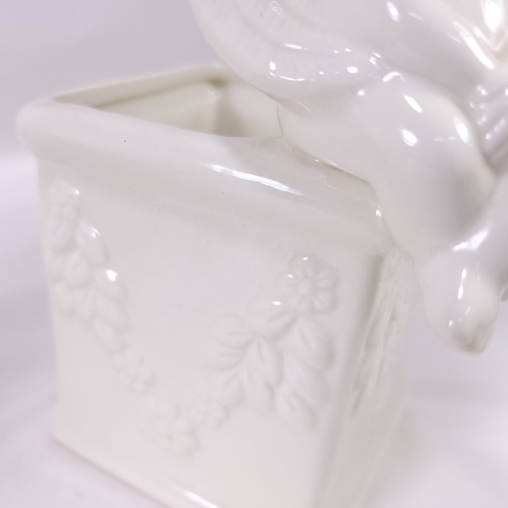 Angel Sitting Cherub White Ceramic Decorative Planter Pot