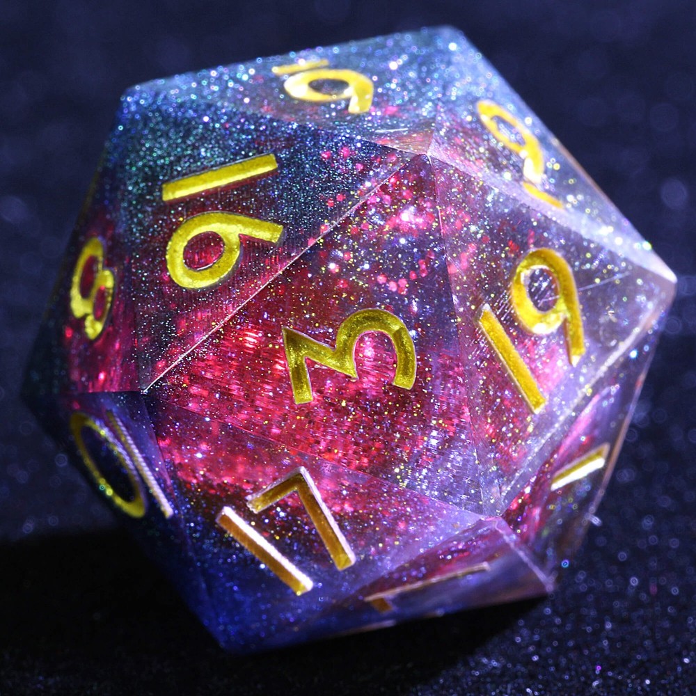 9 Polyhedral Resin Liquid Sets D and D Dice Crimson Core Shell RPG