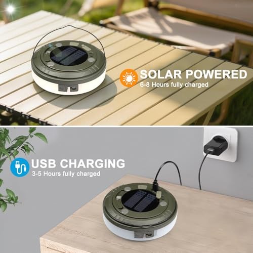 2-in-1 Solar Camping Lights String: 5 Modes IP65 29.52ft (Solar, 1-Pack)