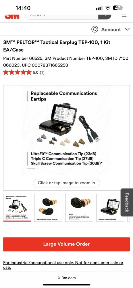 3M Peltor Tactical Earplug TEP-100