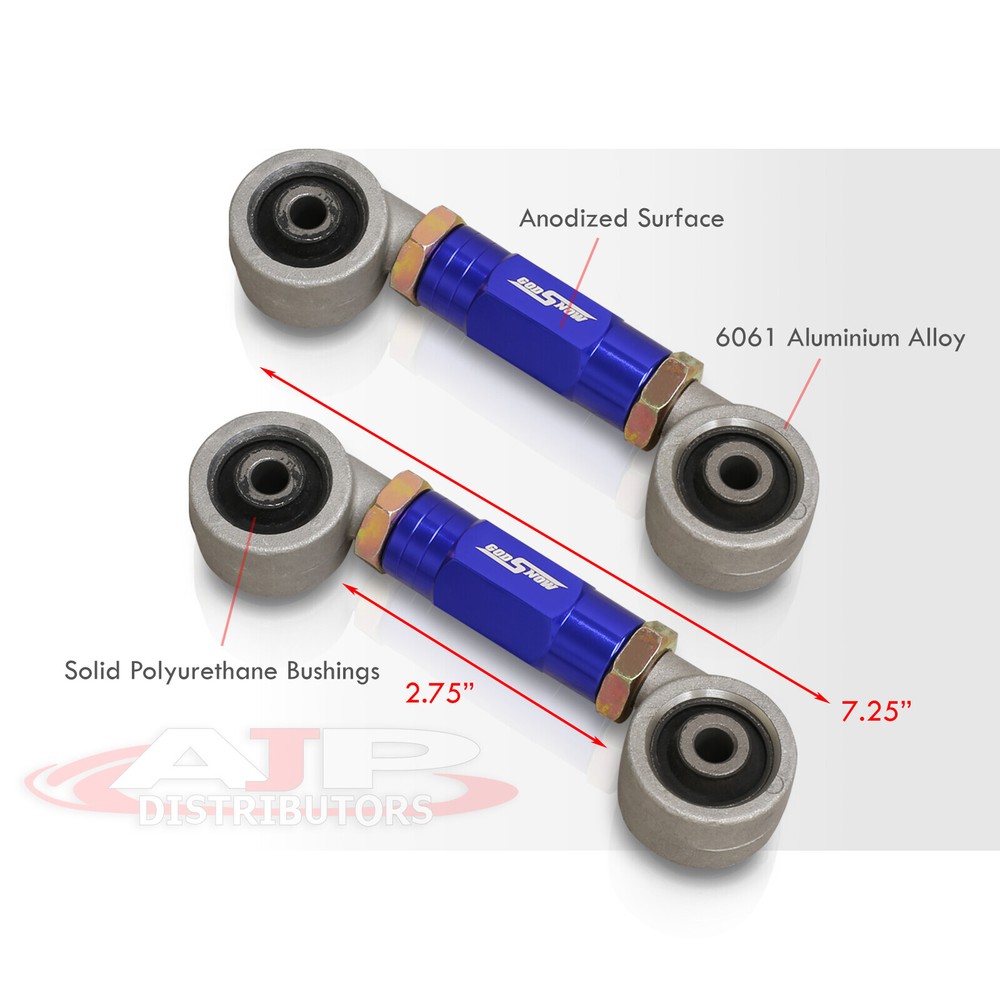 Blue Adjustable Rear Toe Arms Kit + Poly Bushing For 1988-2000 Civic EF EG EK EJ