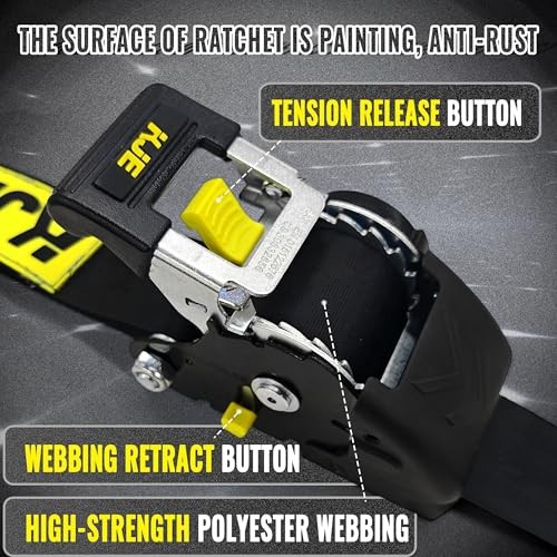 Retractable Ratchet Straps, (2) 2" x 10' Automatic Tie Down Strap Sets + (2)