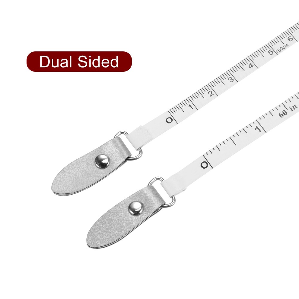 2pcs Round Retractable Tape Measure 150cm/60 Inches, Silver