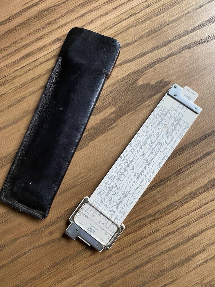 Vintage Frederick Post Versalog Slide 1460 Leather Case Engineering Tools