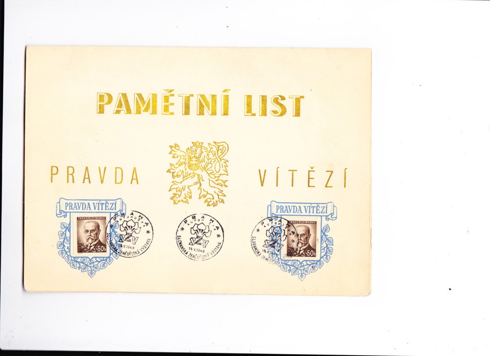 KAPPYS STAMPS CZECHOSLOVAKIA 1948 PAMETINI LIST FOLDER  10/13