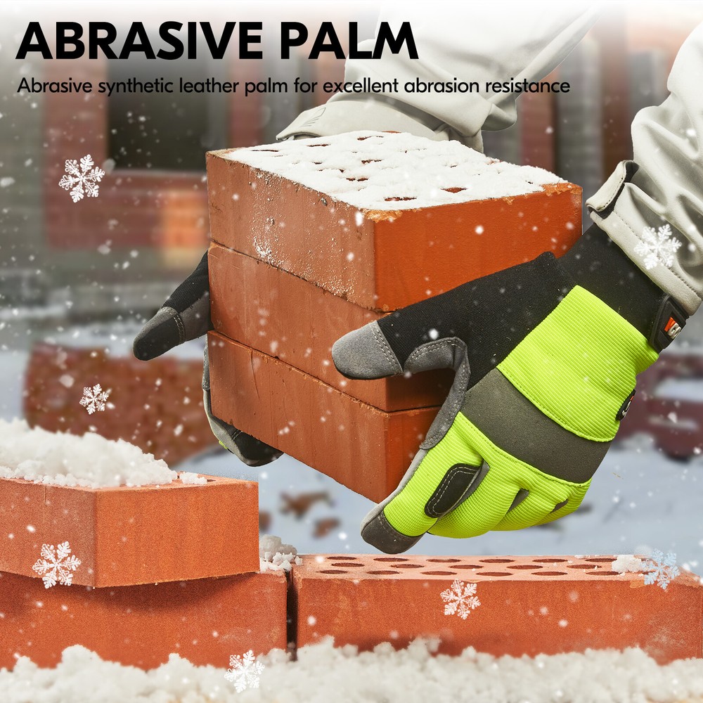 Vgo 1Pair 41℉ Lined Touchscreen Waterproof Winter Work Gloves (SL7584FLWP-GRE)