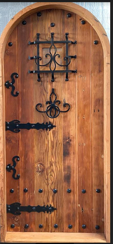 Rustic solid alder lumber arched door solid wood storybook castle winery