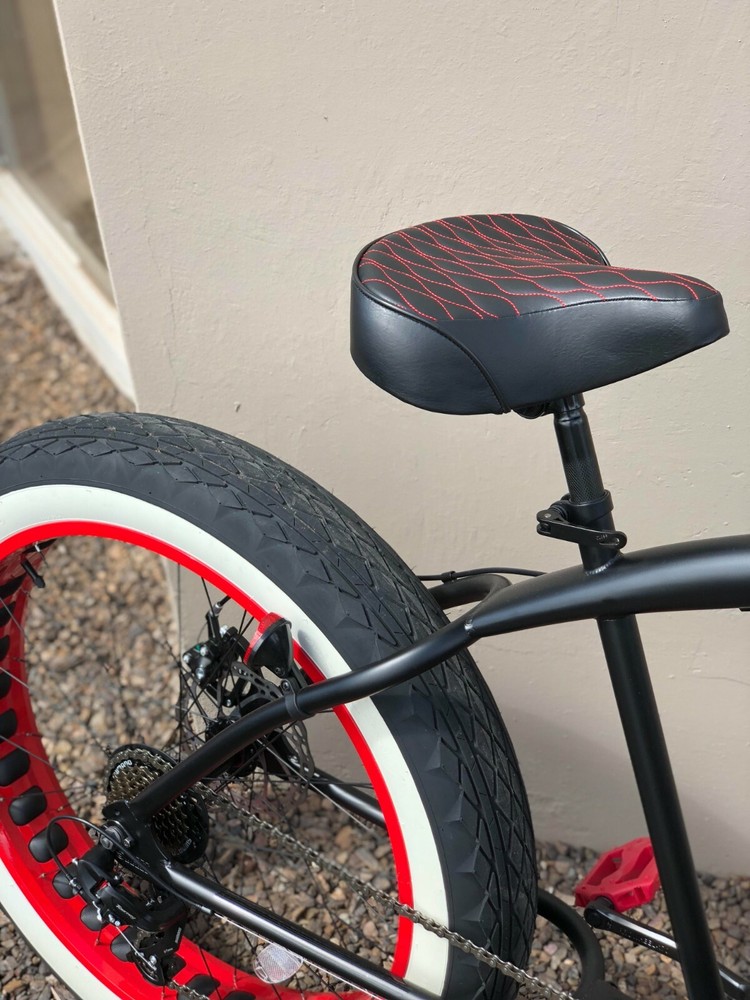 Custom Beach Cruiser Comfortable Bicycle Seat- RED STITCHING